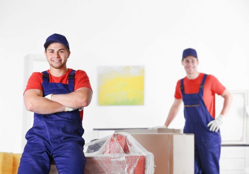 Loading boxes and furniture into a moving van