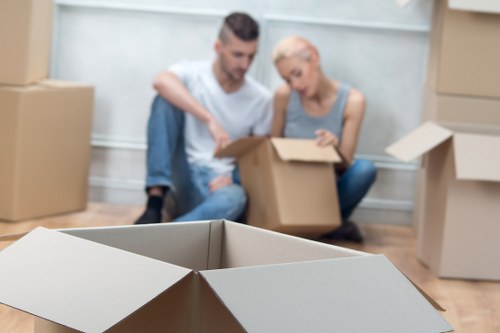 Professional packing materials and wrapped items prepared for a house removal