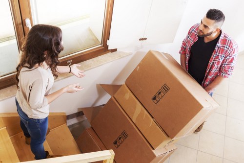 Packed boxes and furniture ready for a Knightsbridge home removal