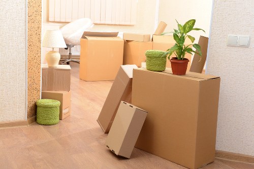Boxes and protected furniture ready for a smooth local home relocation